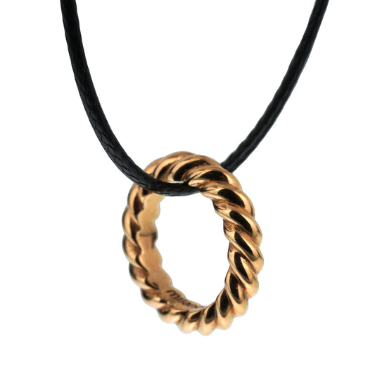 Pomellato 18k Rose Gold Braided Ring Pendant Necklace