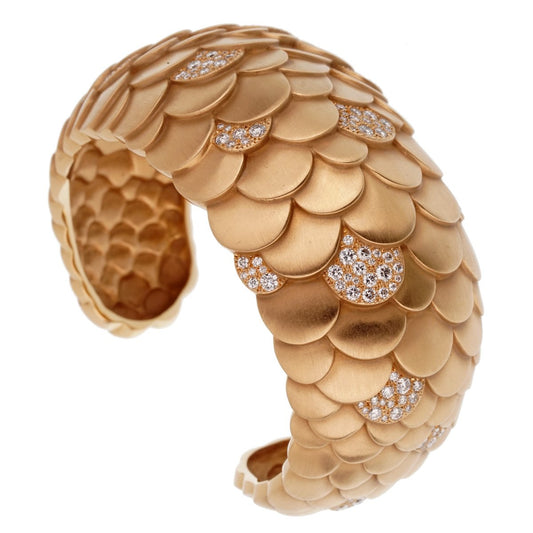 Pomellato Rose Gold Diamond Cuff Bangle Bracelet