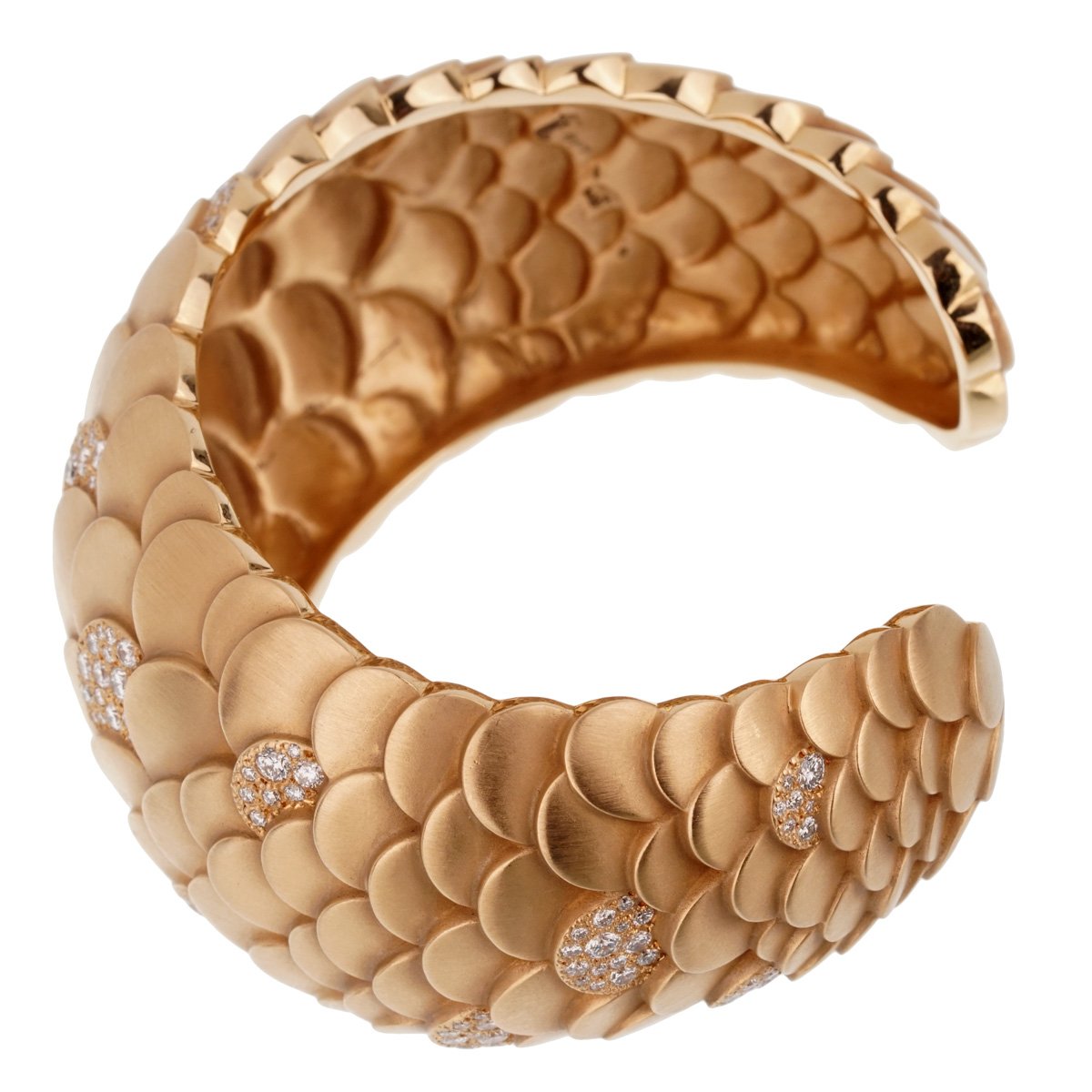 Pomellato Rose Gold Diamond Cuff Bangle Bracelet