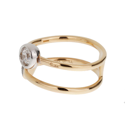 Pomellato Sabbia 18k Rose Gold Brown & White Diamond Cocktail Ring Sz 5