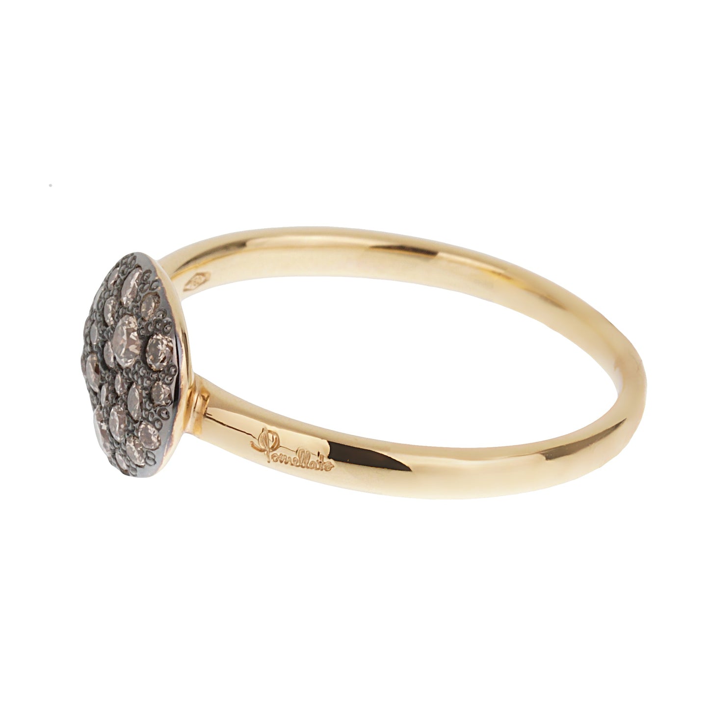 Pomellato Sabbia Brown Pave Diamond 18k Rose Gold Ring Sz 6 1/4