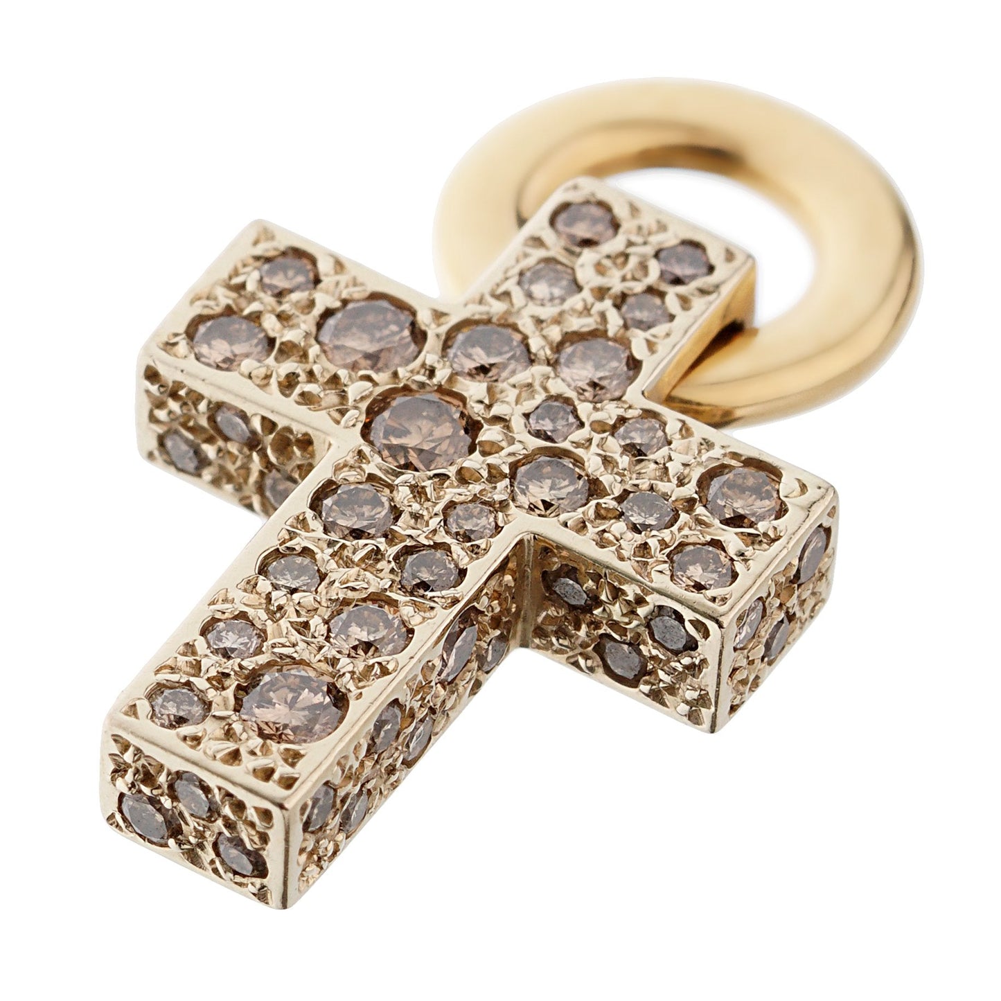 Pomellato Sabbia Fancy Diamond Yellow Gold Cross Pendant Necklace