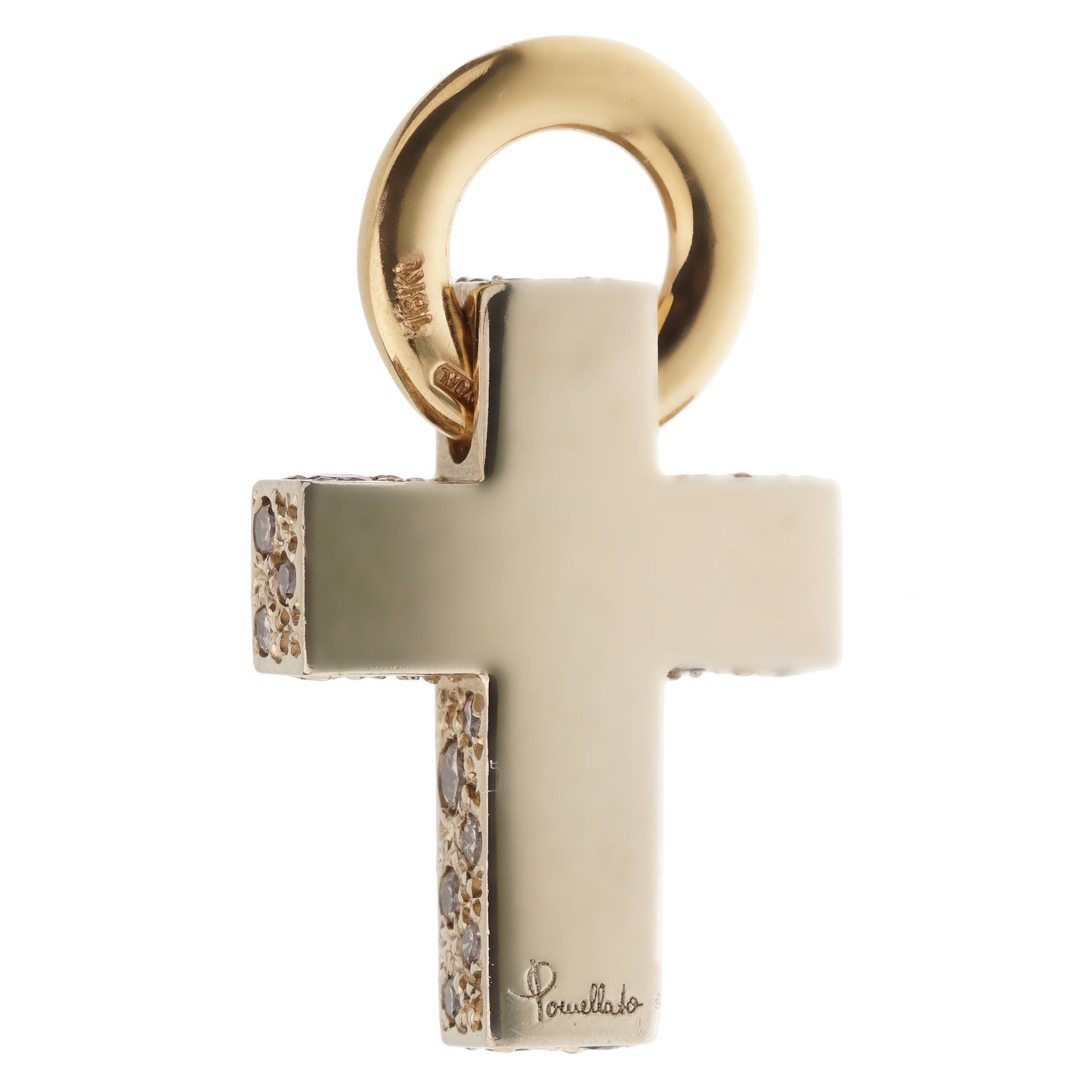 Pomellato Sabbia Fancy Diamond Yellow Gold Cross Pendant Necklace