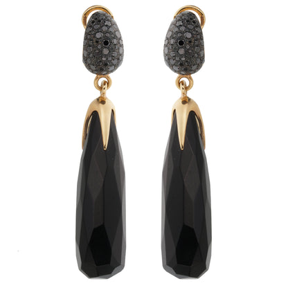 Pomellato Victoria Black Diamond & Jet 18k Rose Gold Drop Earrings