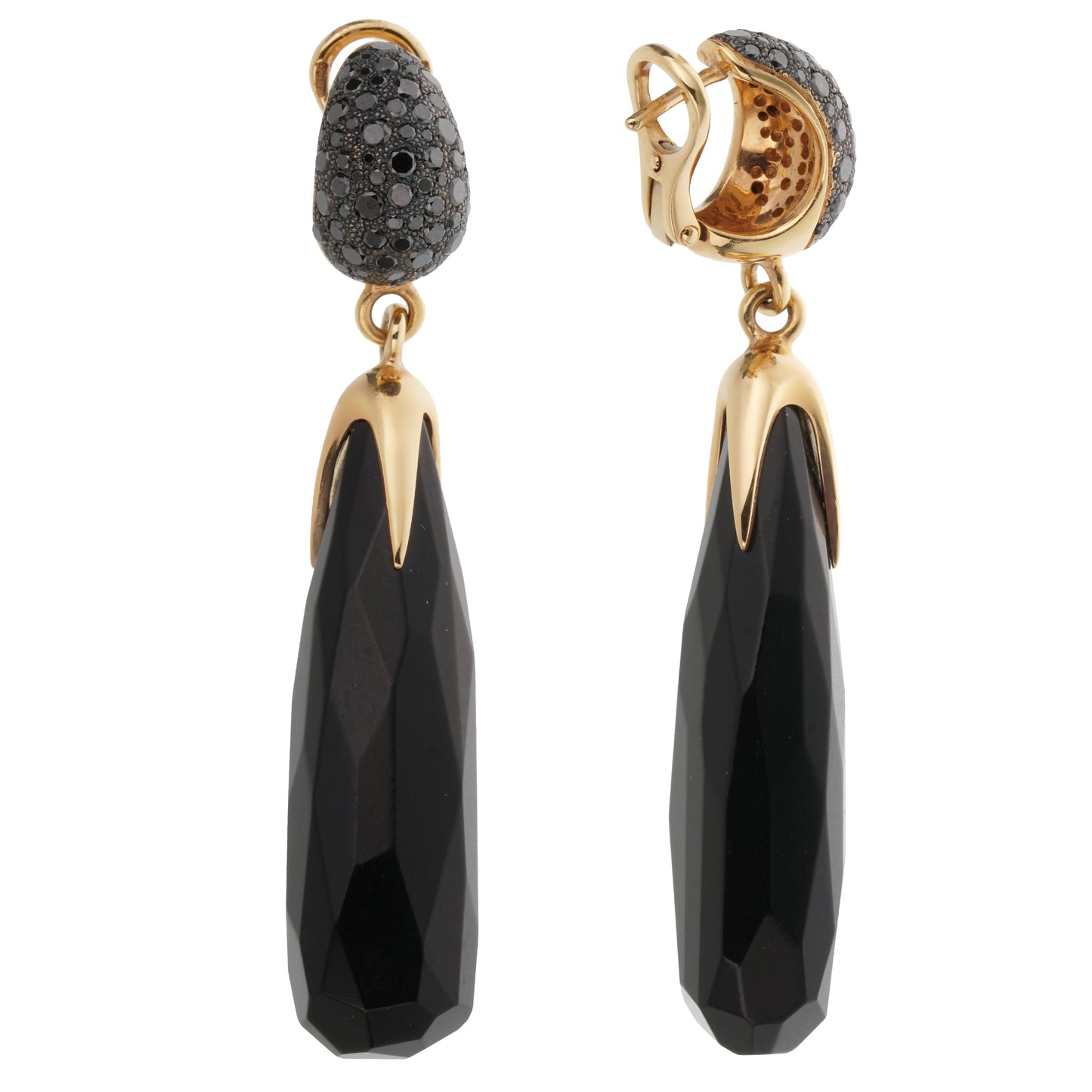 Pomellato Victoria Black Diamond & Jet 18k Rose Gold Drop Earrings