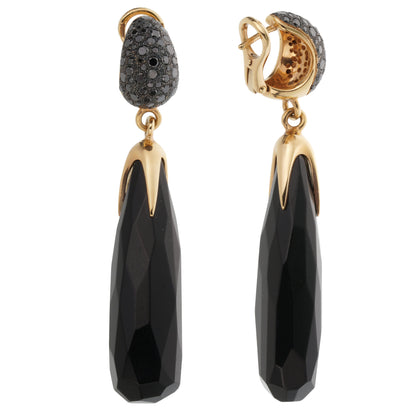 Pomellato Victoria Black Diamond & Jet 18k Rose Gold Drop Earrings