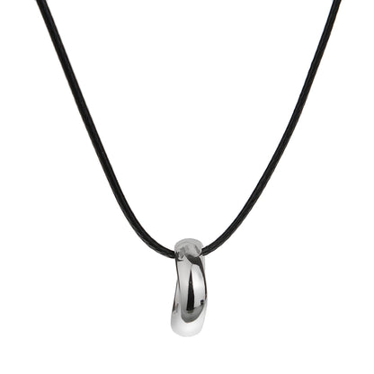 Pomellato Wave 18k White Gold Pendant Leather Necklace