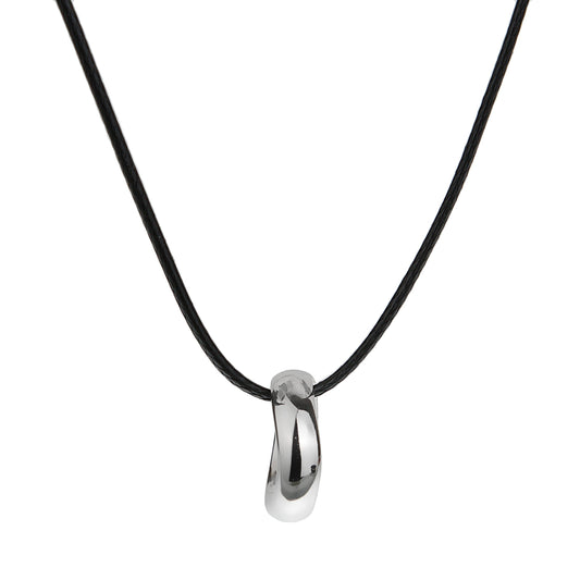 Pomellato Wave 18k White Gold Pendant Leather Necklace