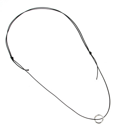 Pomellato Wave 18k White Gold Pendant Leather Necklace