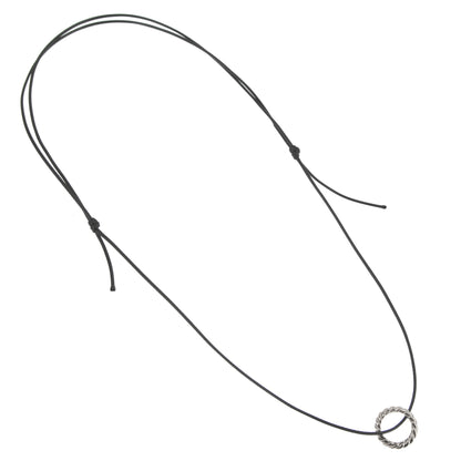 Pomellato 18k White Gold Braided Ring Pendant Necklace