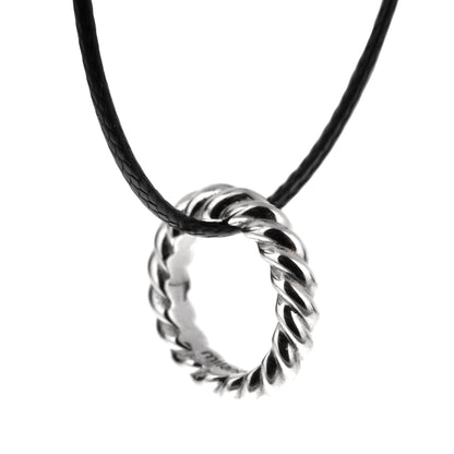 Pomellato 18k White Gold Braided Ring Pendant Necklace