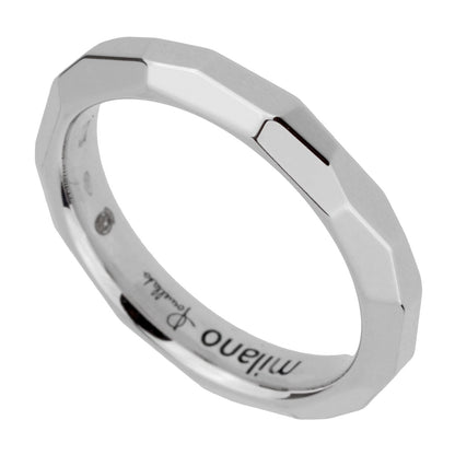 Pomellato 18k White Gold Diamond Cut Band Ring Size 5