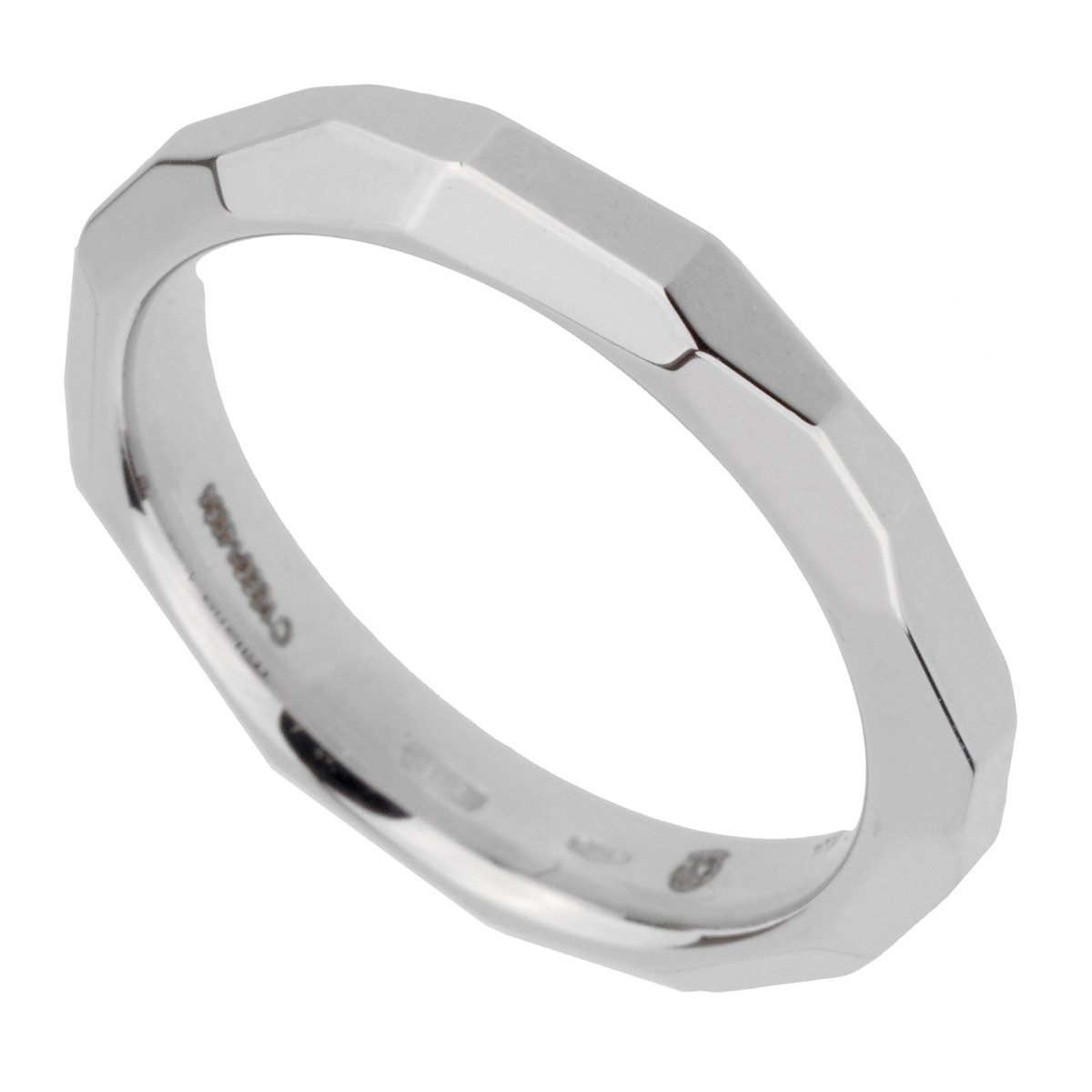 Pomellato 18k White Gold Diamond Cut Band Ring Size 5