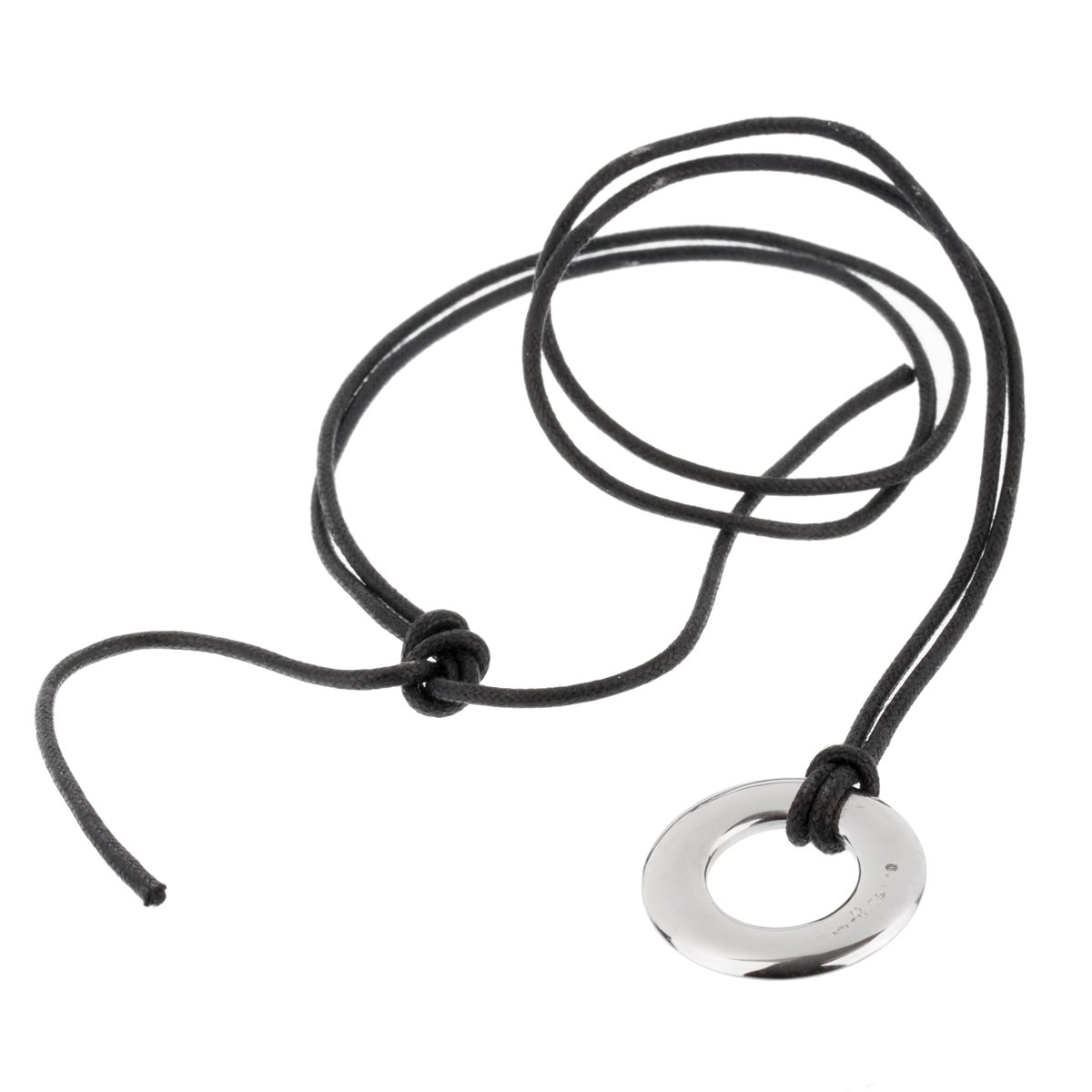 Pomellato 18k White Gold Pendant Leather Necklace