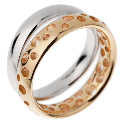 Pomellato 18k White Rose Bubble Stacking Band Rings Size 6 1/4