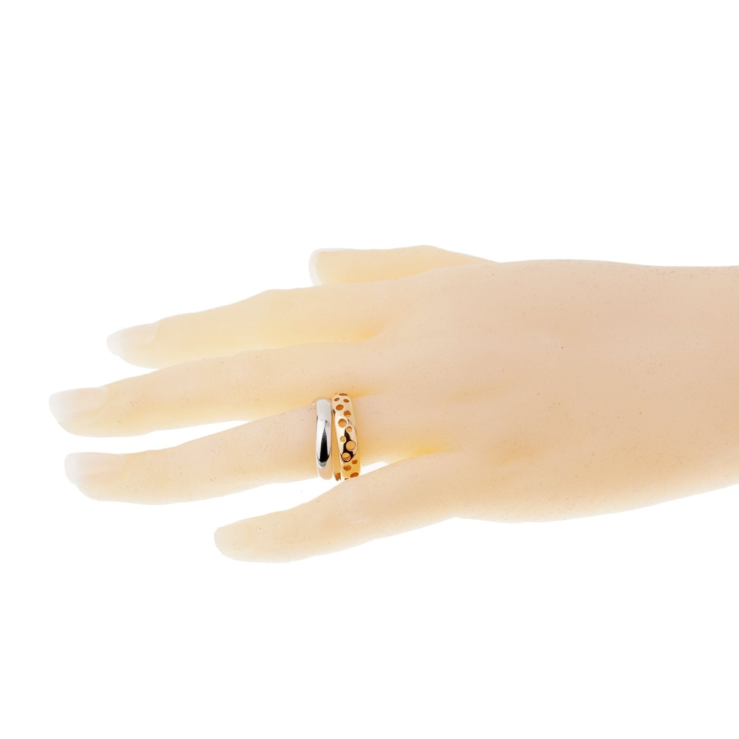 Pomellato 18k White Rose Bubble Stacking Band Rings Size 6 1/4