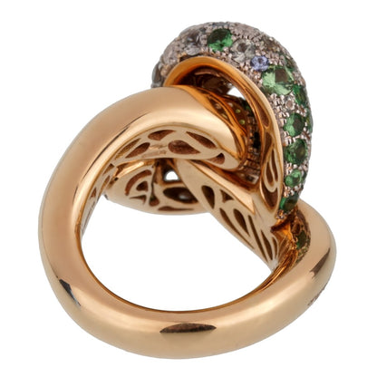 Pommelato Sapphire Diamond Rose Gold Cocktail Ring Sz 6