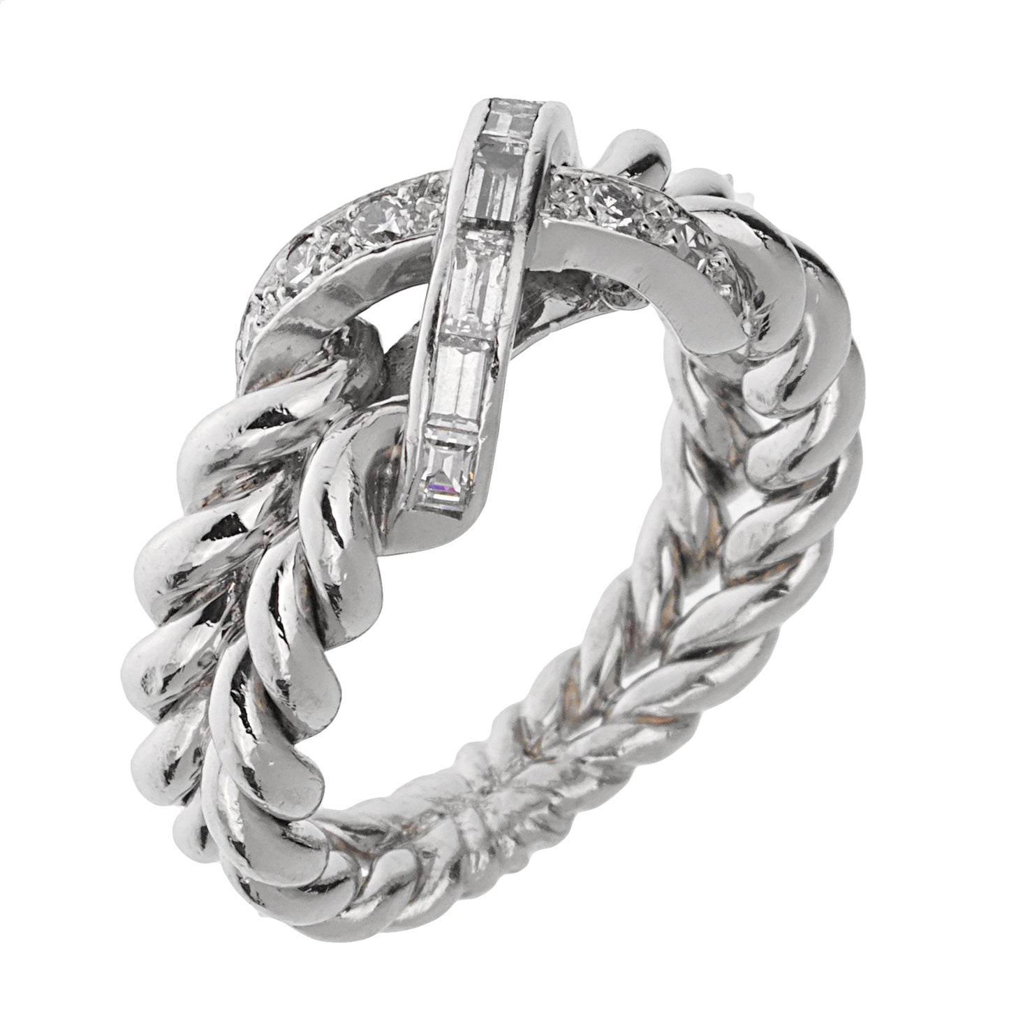Sterle Paris Platinum Diamond Cocktail Band Ring Sz 5 1/2