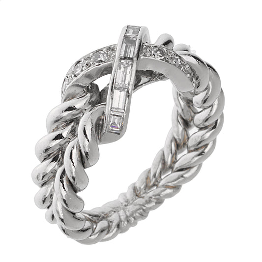 Sterle Paris Platinum Diamond Cocktail Band Ring Sz 5 1/2