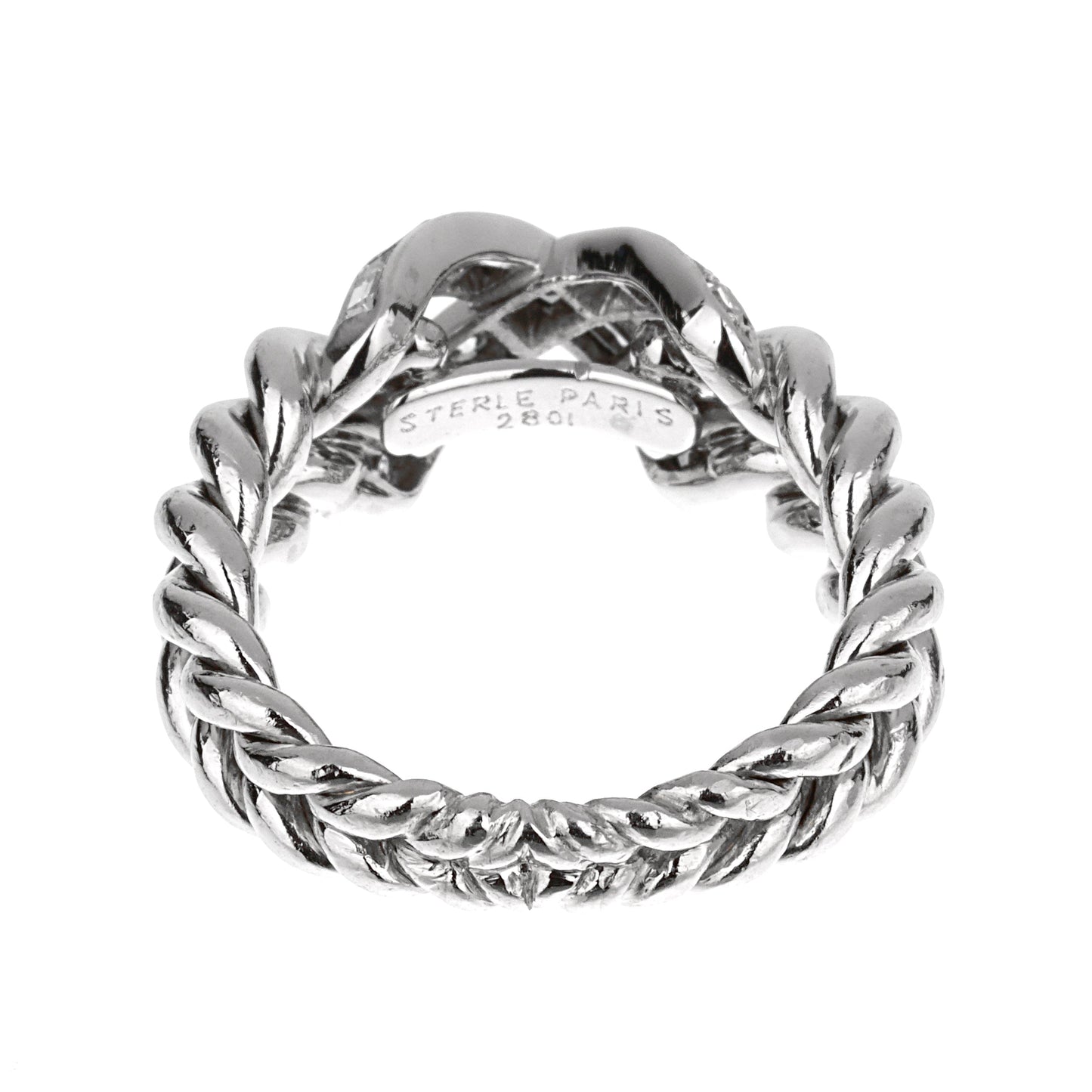 Sterle Paris Platinum Diamond Cocktail Band Ring Sz 5 1/2
