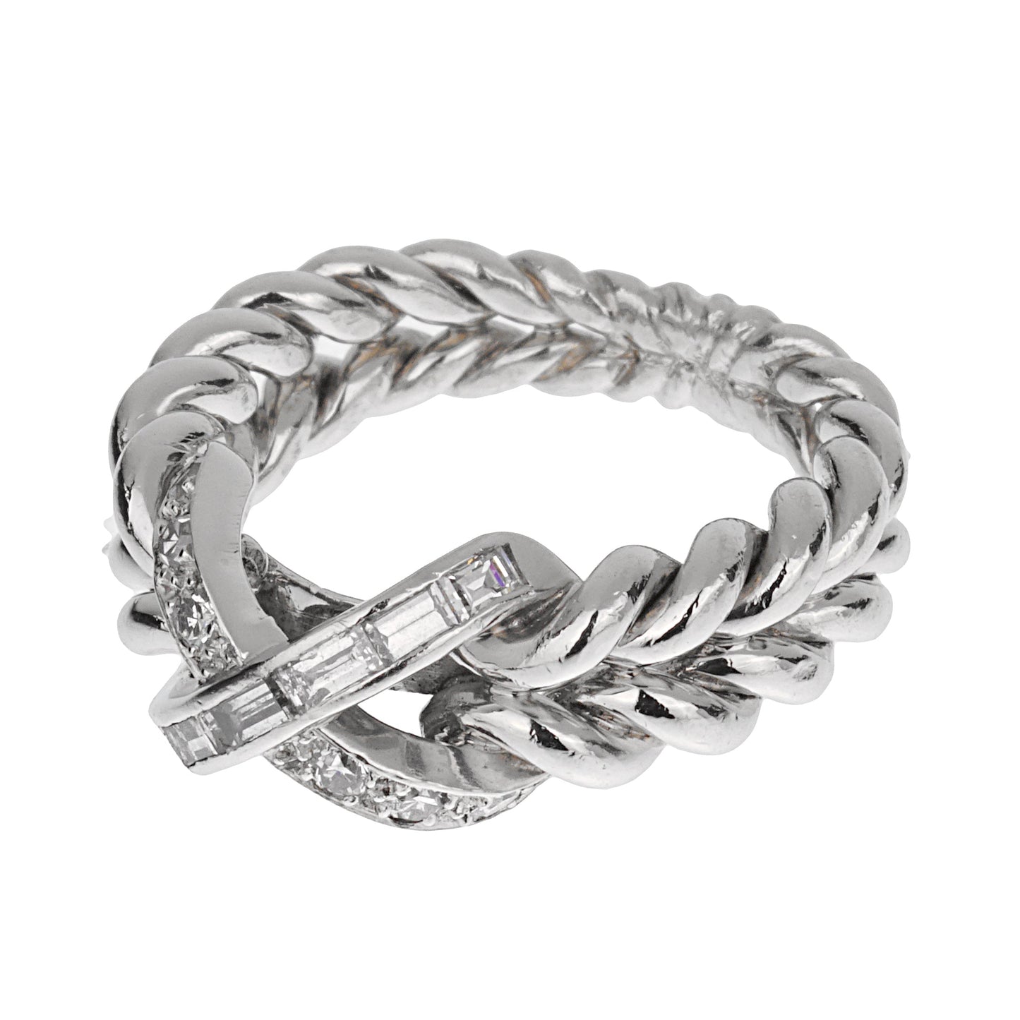 Sterle Paris Platinum Diamond Cocktail Band Ring Sz 5 1/2