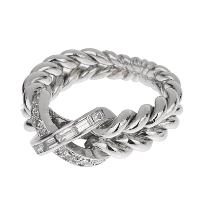 Sterle Paris Platinum Diamond Cocktail Band Ring Sz 5 1/2