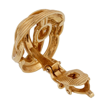 Tiffany & Co Braided 18k Yellow Gold Clip On Earrings