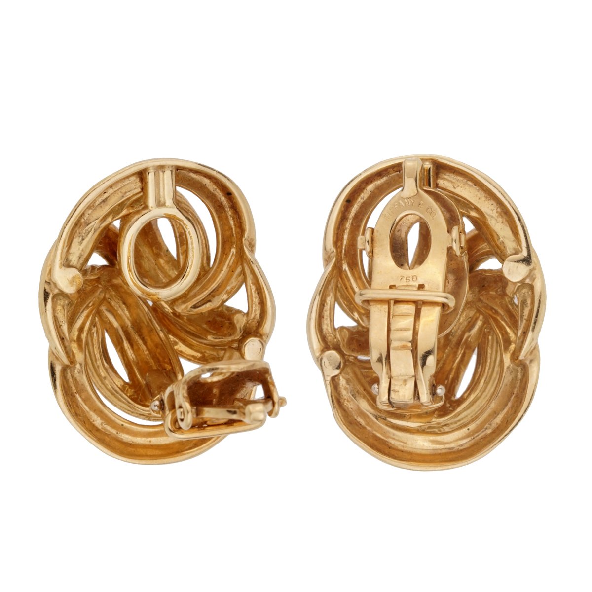 Tiffany & Co Braided 18k Yellow Gold Clip On Earrings