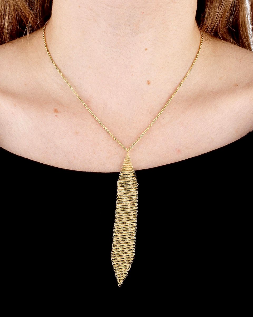 Tiffany & Co Elsa Peretti Mesh Tassel Drop 18k Yellow Gold Necklace