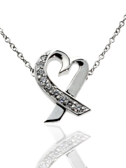 Tiffany & Co Loving Heart Diamond Necklace 18k White Gold by Paloma Picasso