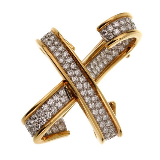 Tiffany & Co Paloma Picasso Platinum & 18k Yellow Gold Diamond X Brooch
