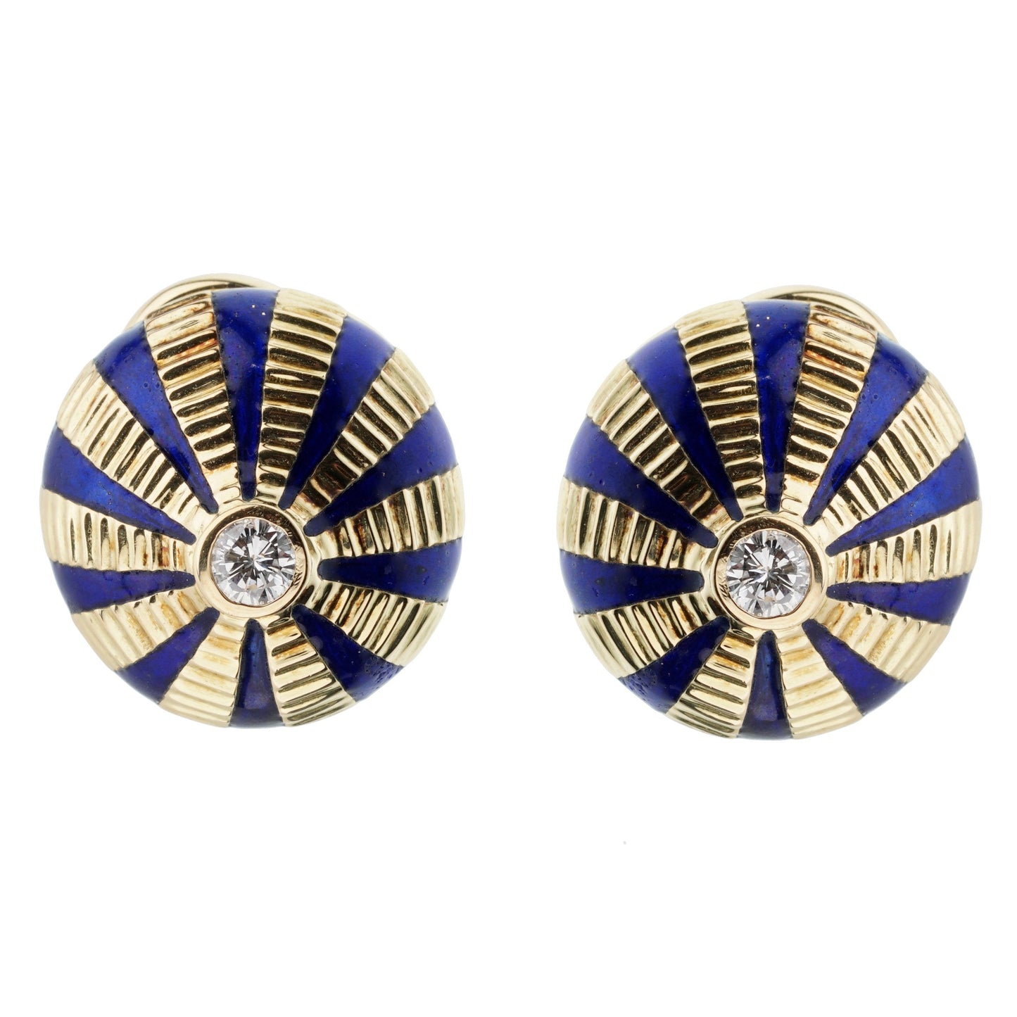 Tiffany & Co Schlumberger Diamond Enamel Yellow Gold Earrings