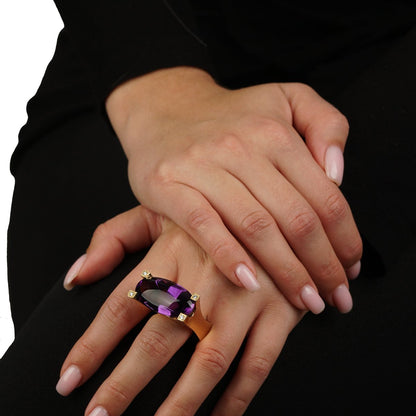 Van Cleef & Arpels Amethyst Diamond 18k Yellow Gold Ring