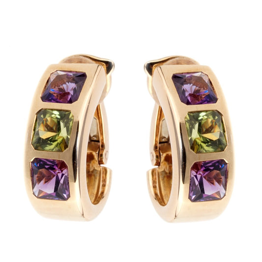 Van Cleef & Arpels Amethyst Peridot 18k Yellow Gold Earrings