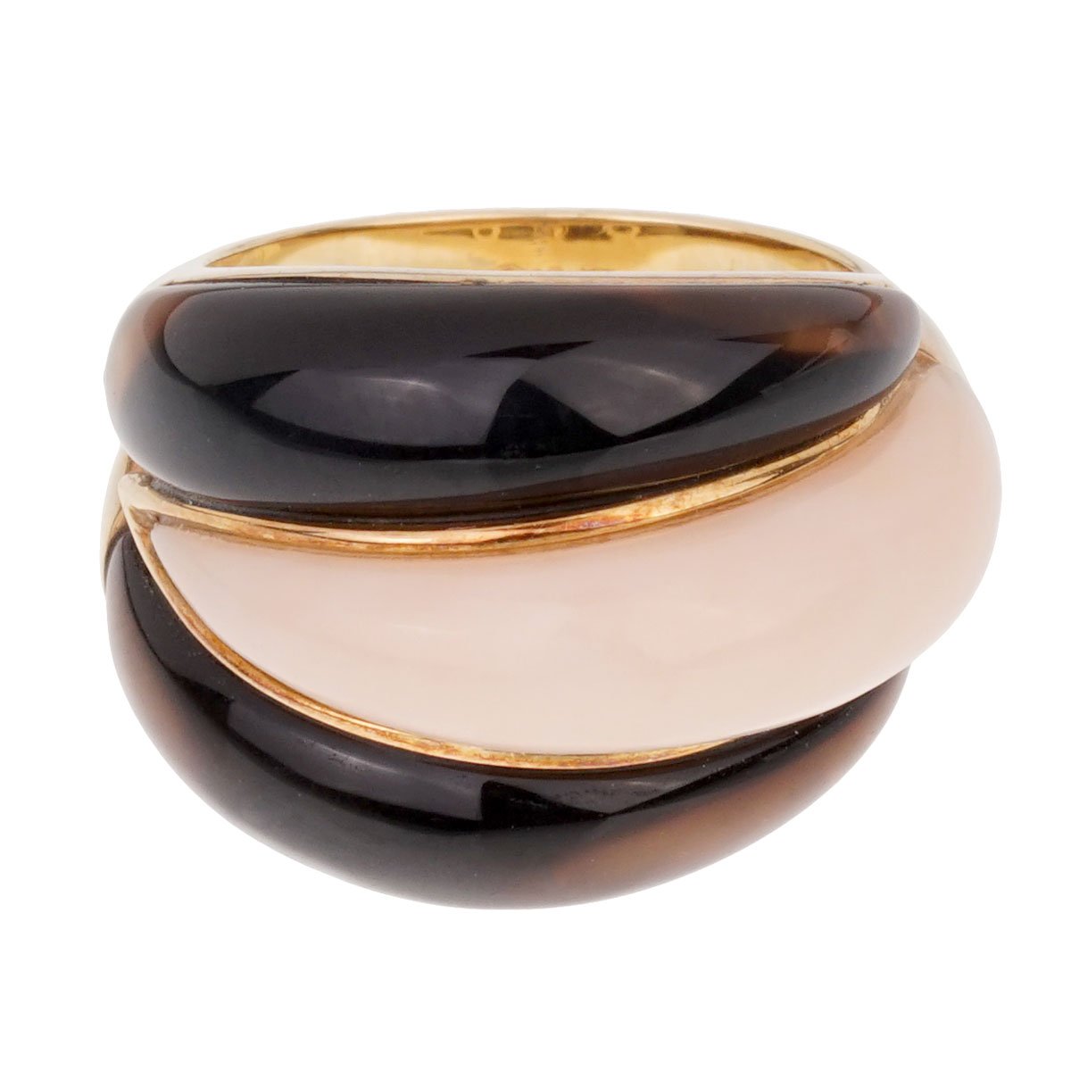 Van Cleef Arpels Angel Skin Coral Bombe 18k Yellow Gold Ring Sz 5