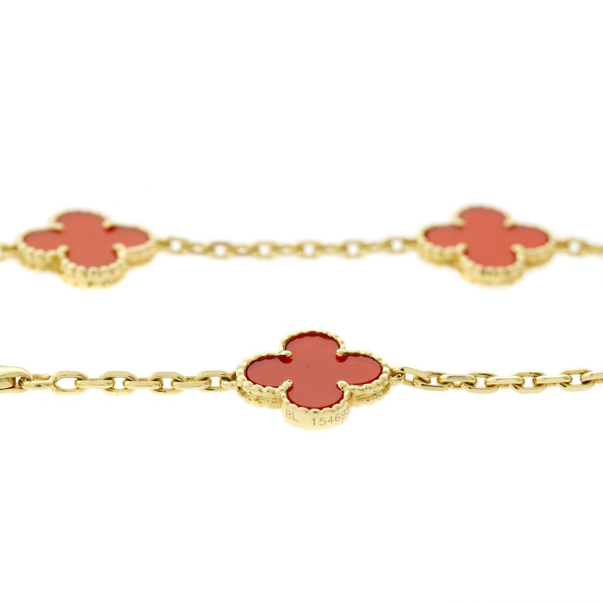 Van Cleef Arpels Carnelian Vintage Alhambra Necklace