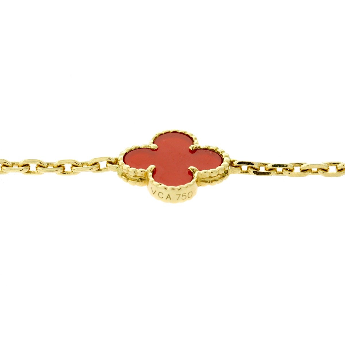 Van Cleef Arpels Carnelian Vintage Alhambra Necklace