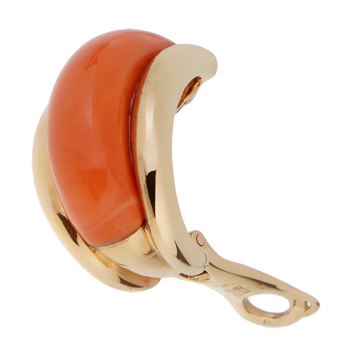 Van Cleef & Arpels Coral 18k Yellow Gold Hoop Earrings