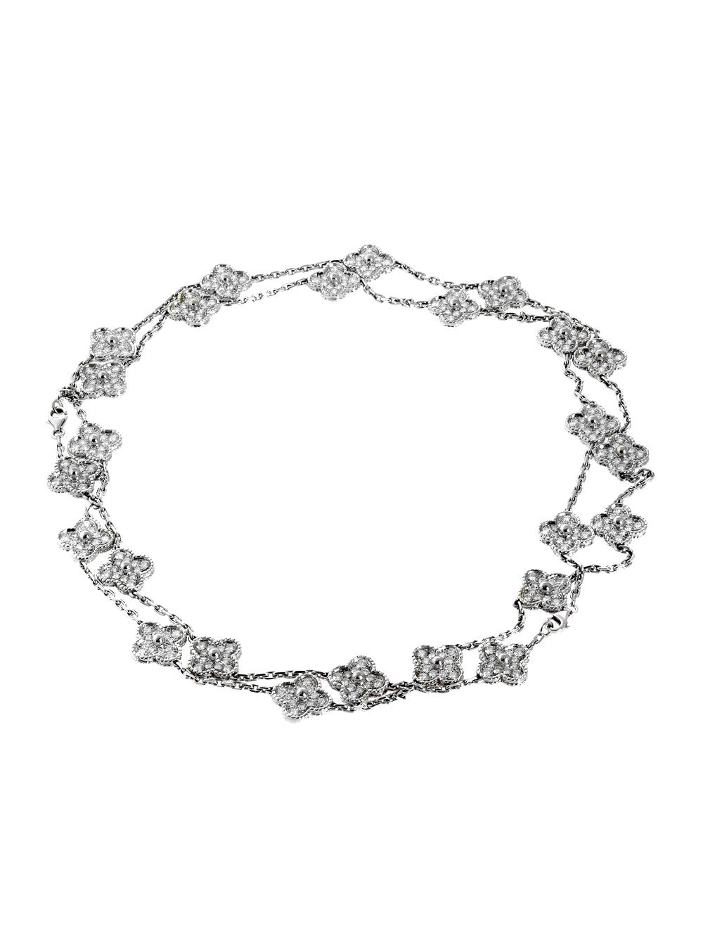 Van Cleef & Arpels Diamond Alhambra Necklace and Bracelet
