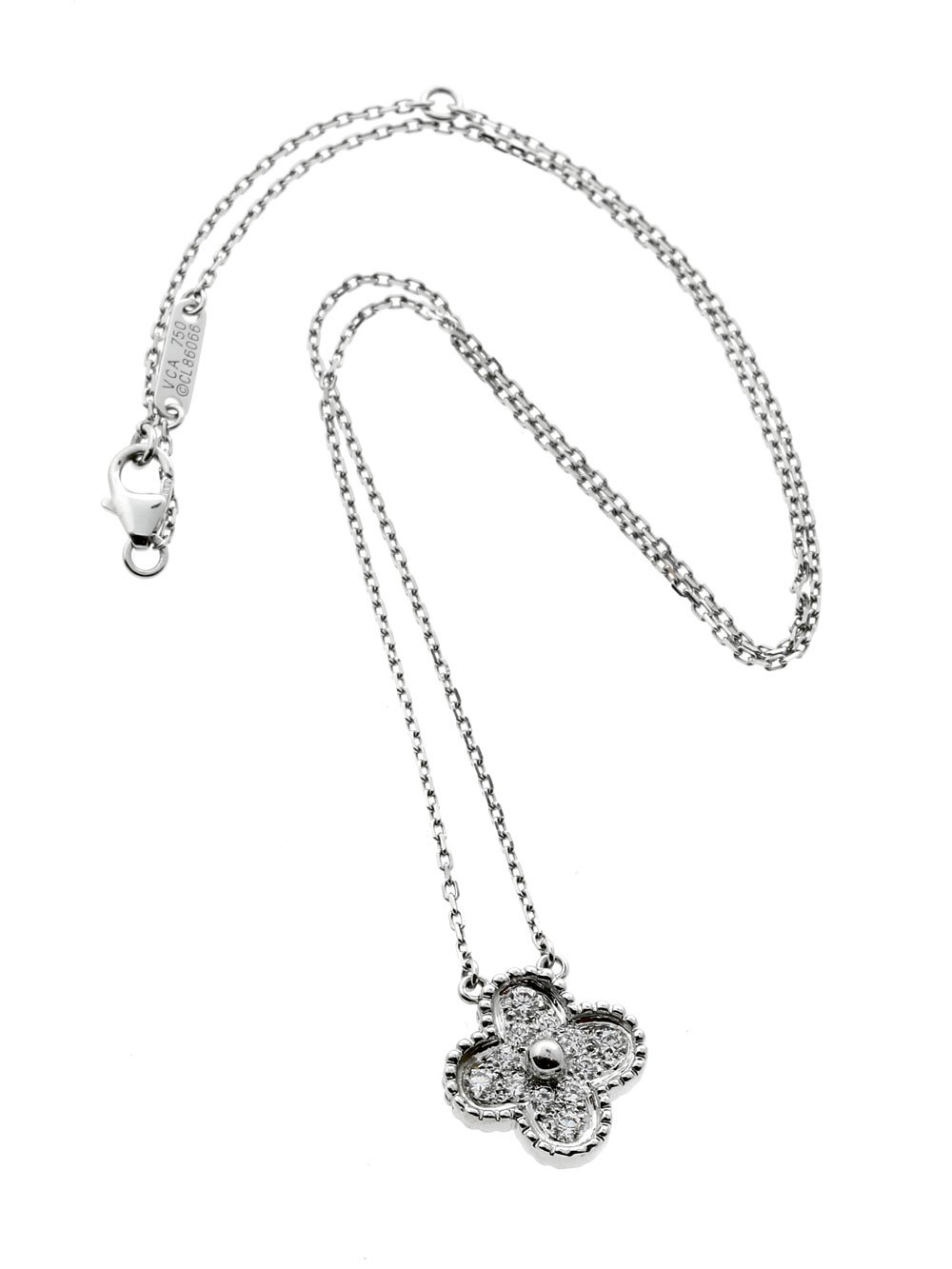 Van Cleef & Arpels Diamond Alhambra Necklace White Gold