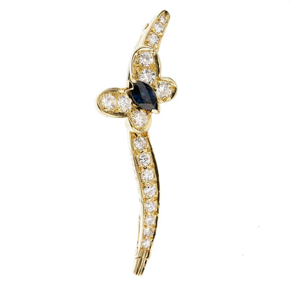 Van Cleef Arpels Diamond Sapphire Butterfly Brooch Necklace