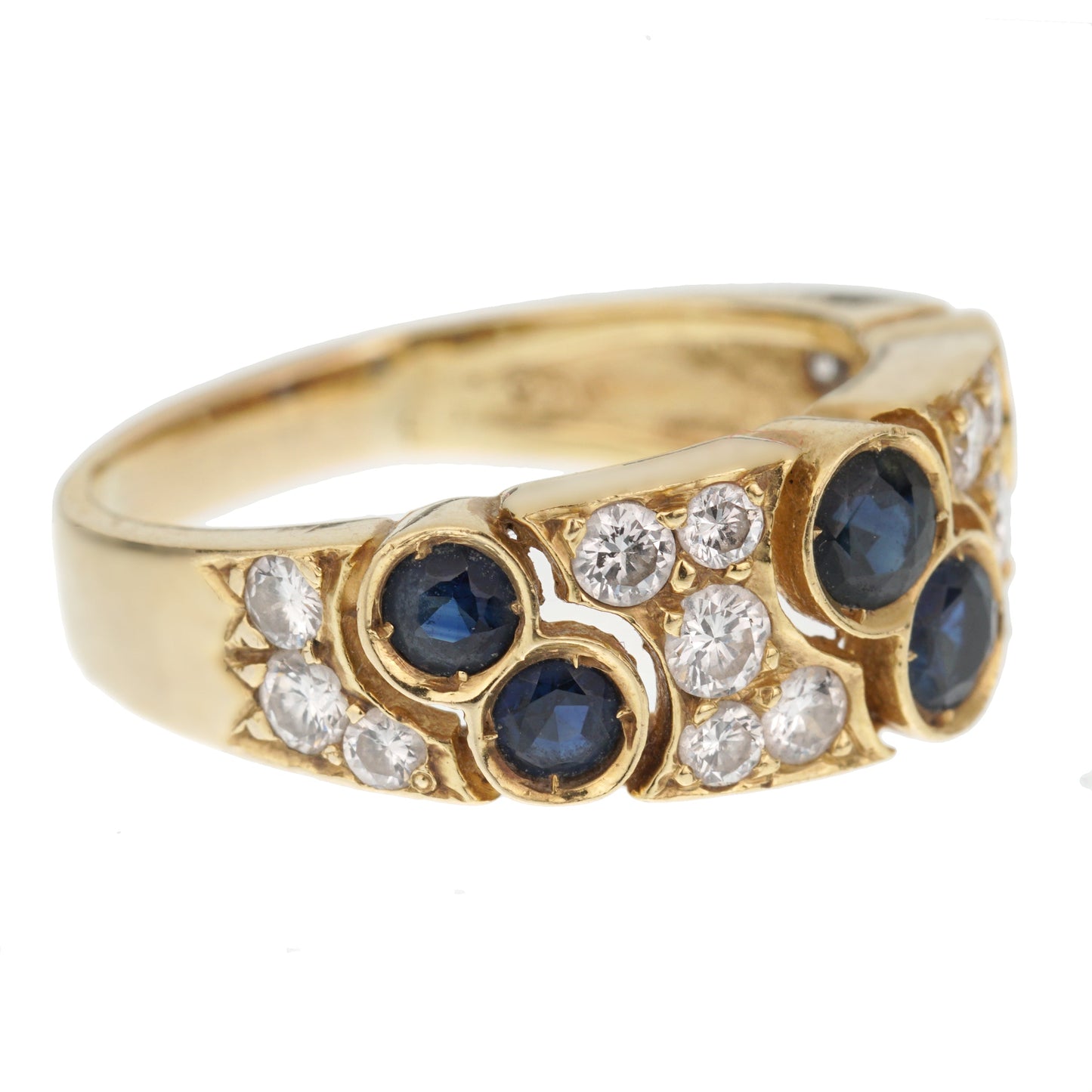 Van Cleef & Arpels Diamond Sapphire 18k Yellow Gold Band Ring