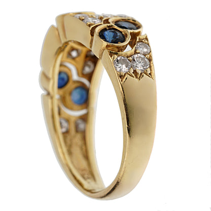 Van Cleef & Arpels Diamond Sapphire 18k Yellow Gold Band Ring