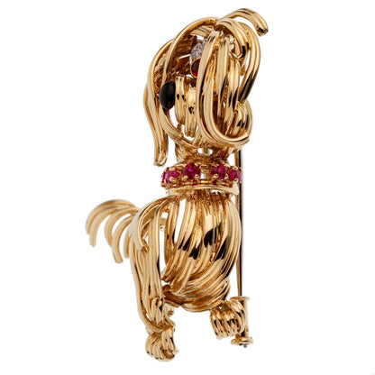 Van Cleef & Arpels Diamond Yellow Gold Dog Brooch