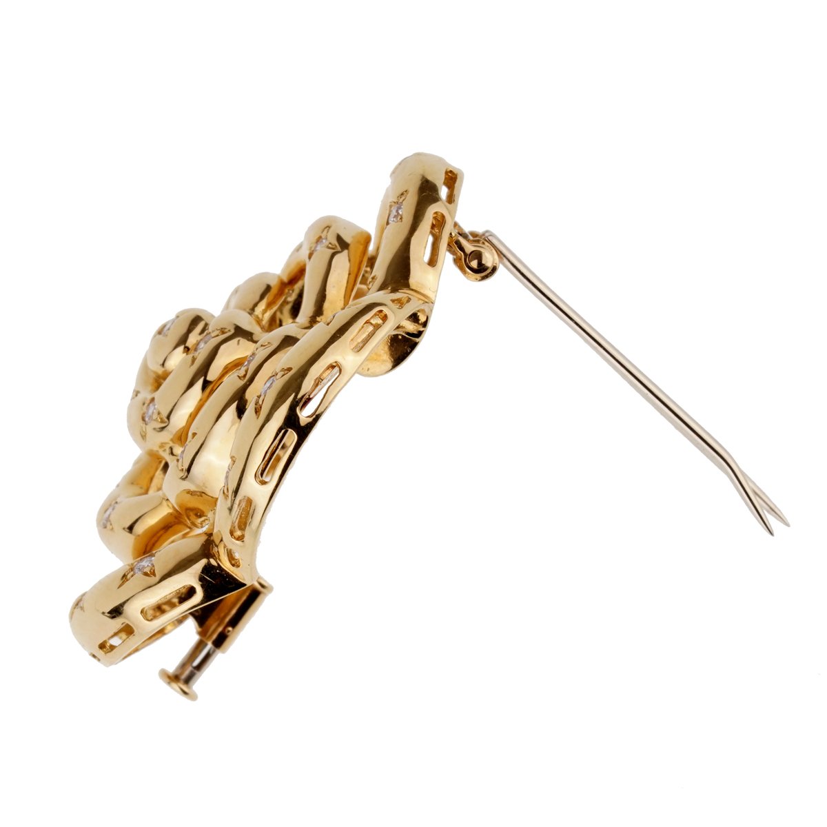 Van Cleef Arpels Flower Diamond Gold Brooch