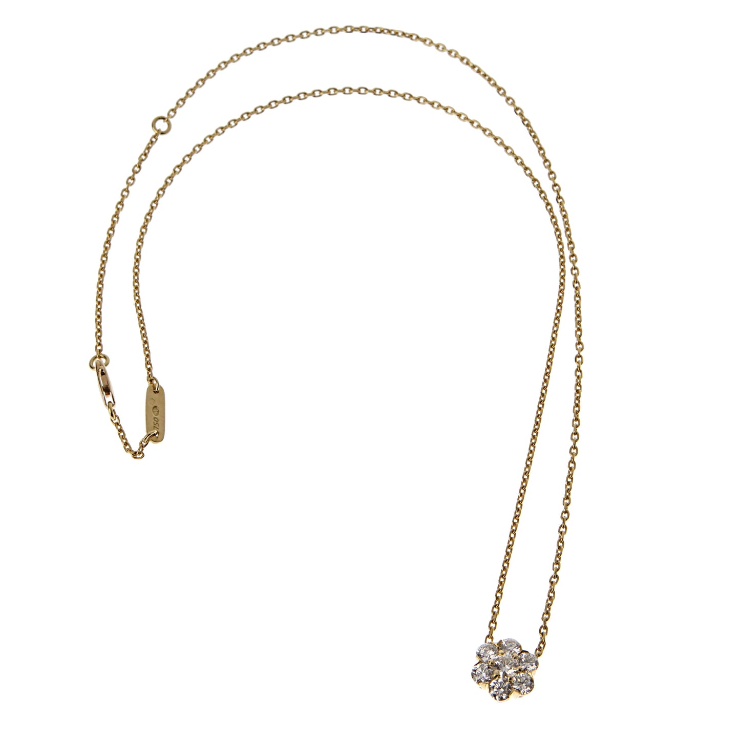 Van Cleef & Arpels Fleurette Diamond Pendant 18k Yellow Gold Necklace