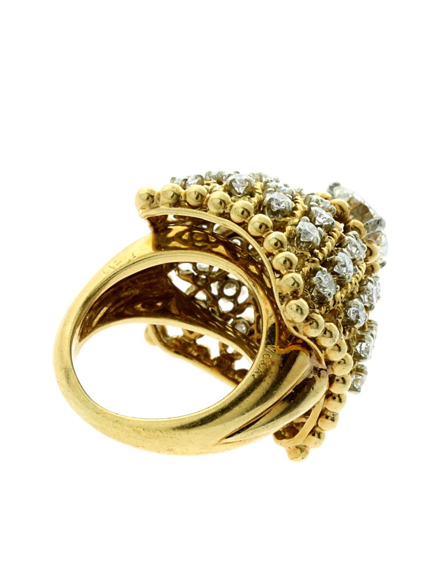 Van Cleef & Arpels Gold Diamond Ring and Earring Suite