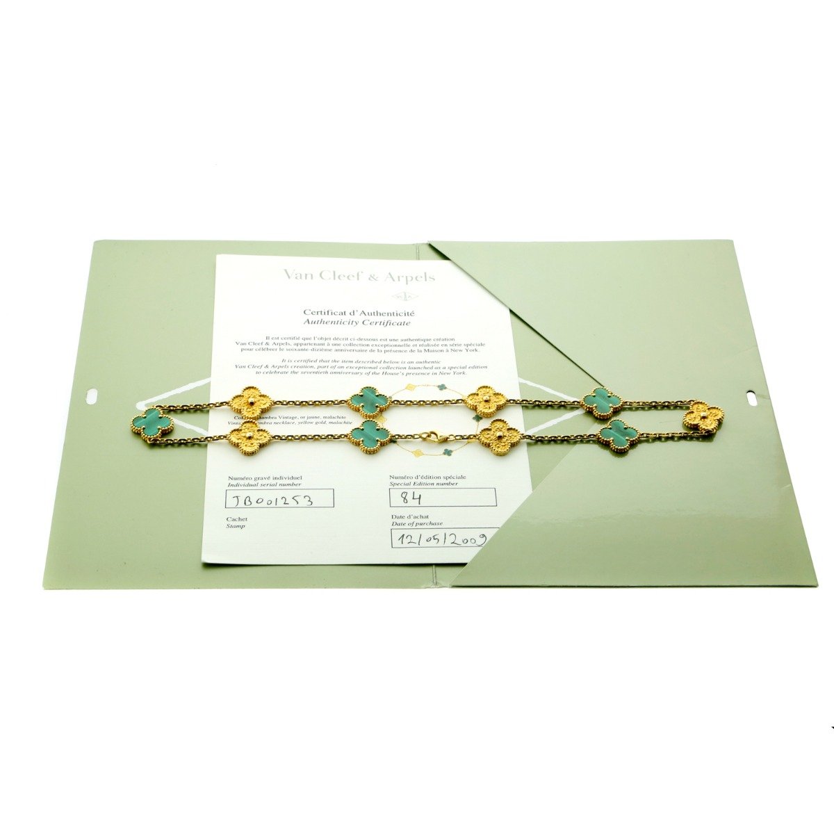 Van Cleef Arpels Limited Edition Malachite Vintage Alhambra Necklace