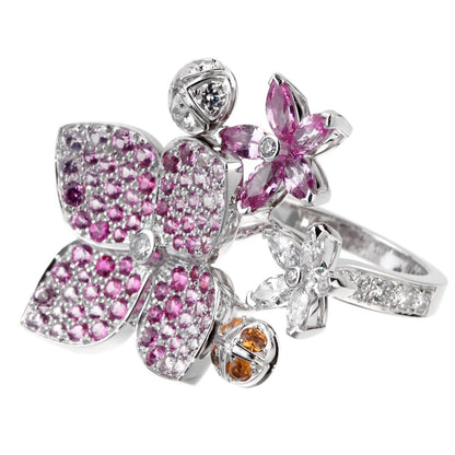 Van Cleef Arpels Melia Pink Sapphire Diamond Floral Motif Ring
