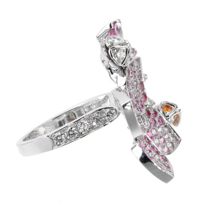 Van Cleef Arpels Melia Pink Sapphire Diamond Floral Motif Ring